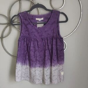 NWT $168 Odd Molly Purple and White Tank Top